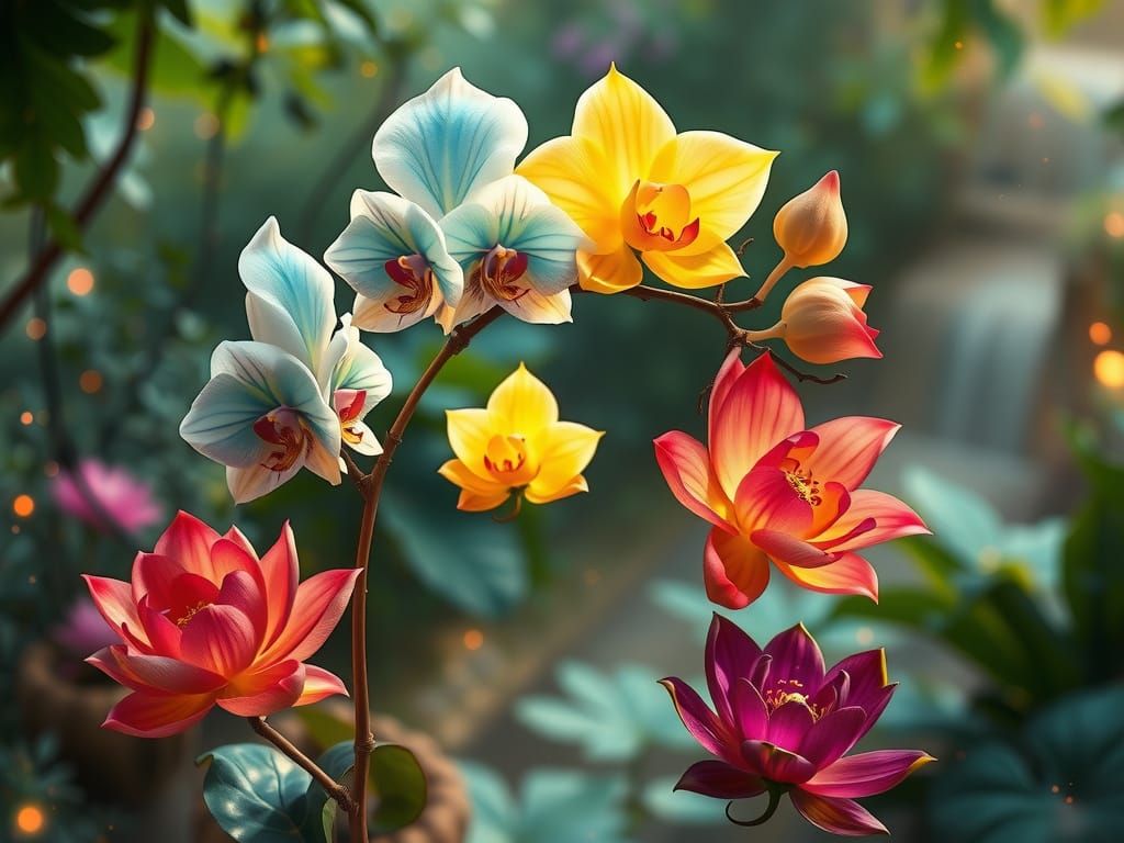 Enchanted Orchid Blooms in Mystical Garden