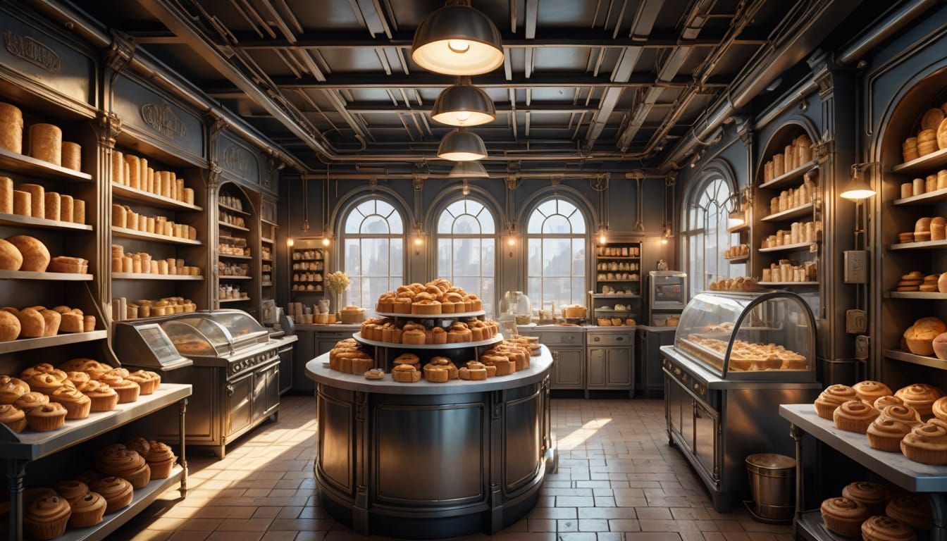Whimsical Bakery Labyrinth in Comic Book Art Style