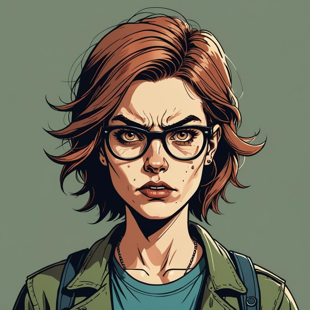 Angry Hipster Protester in Comic Book Style