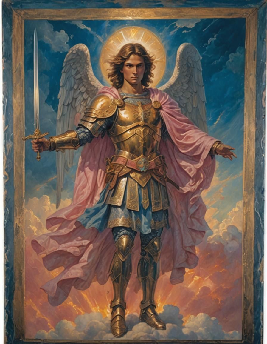 Archangel Michael in Divine Dark Fantasy Style