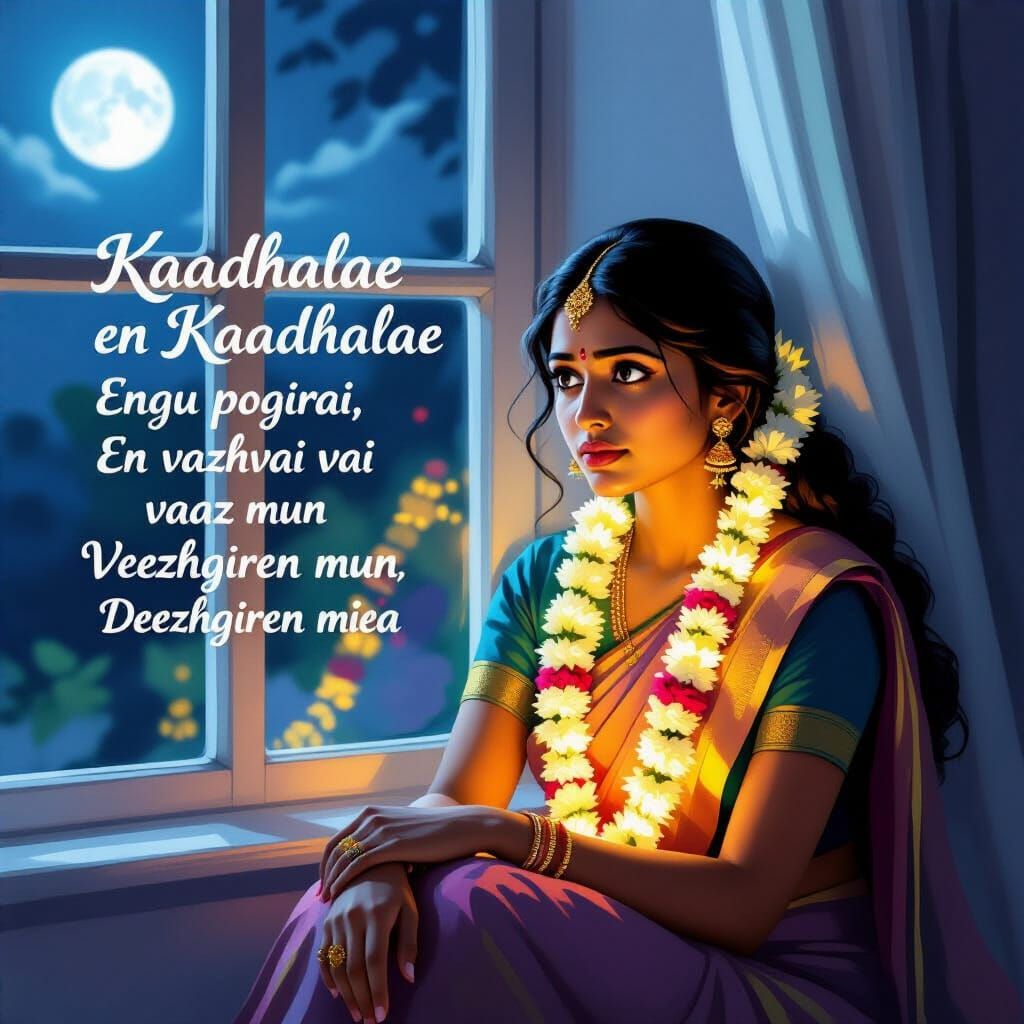 Poetic Digital Painting: South Asian Woman's Sleepless Night