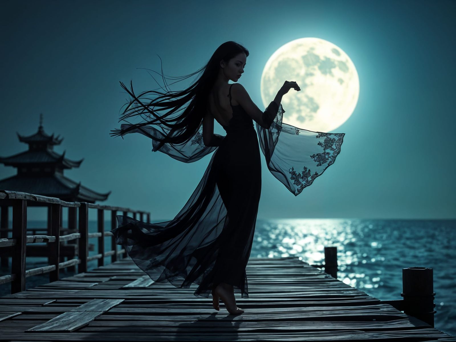 Silhouette Dance in Moonlight: Professional Photography