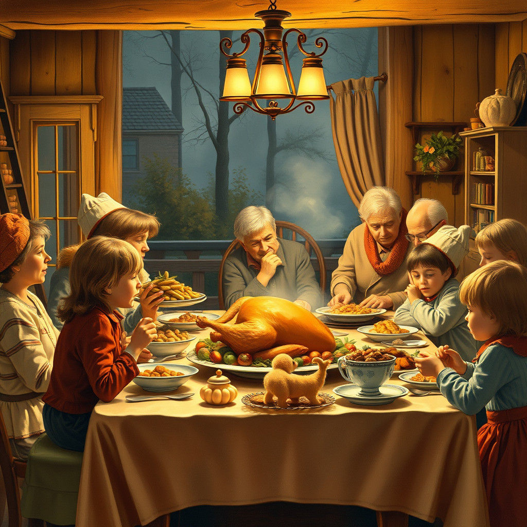Thanksgiving Family Gathering in Rockwell Style