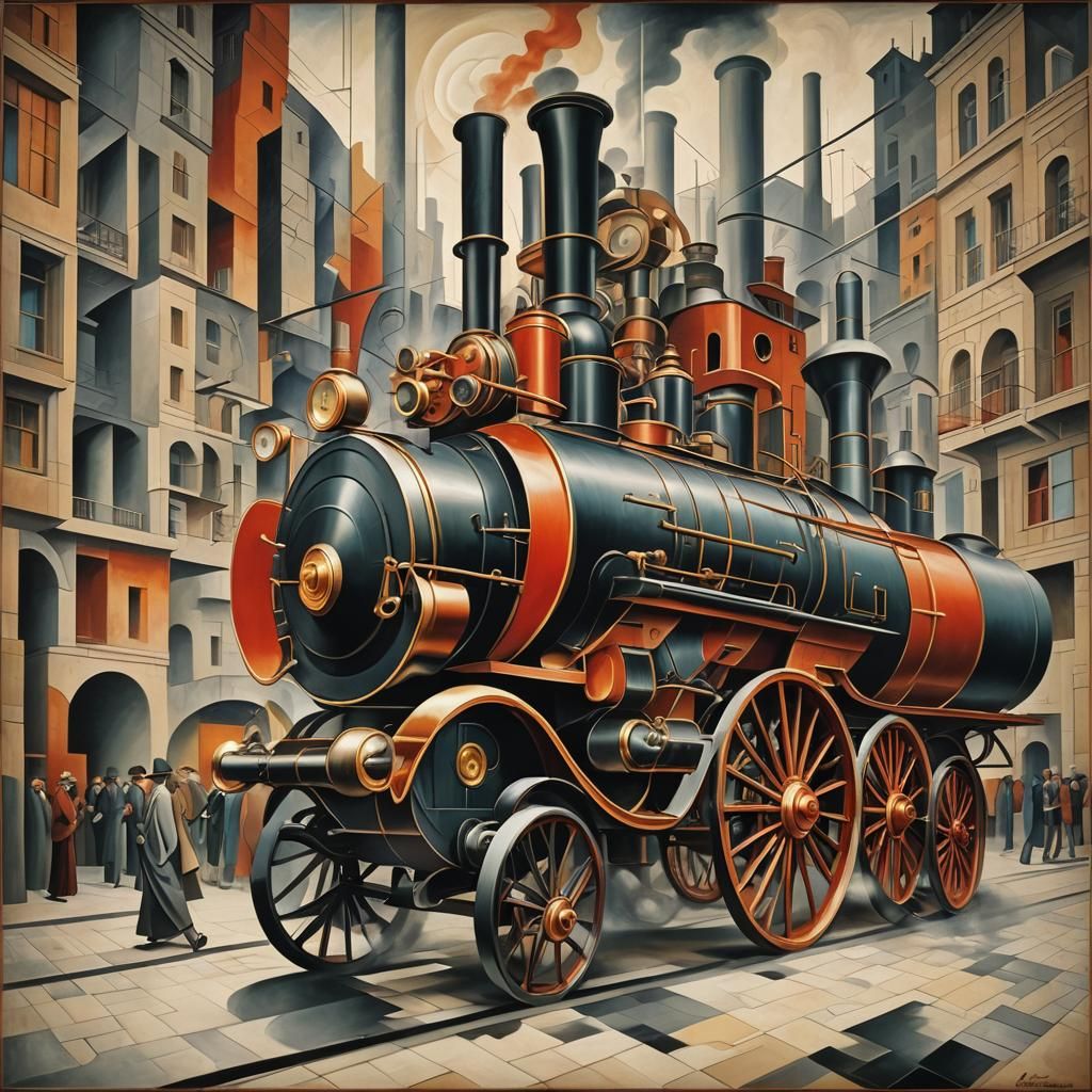 Mechanical Beast Roars: Cubist Steampunk Marvel