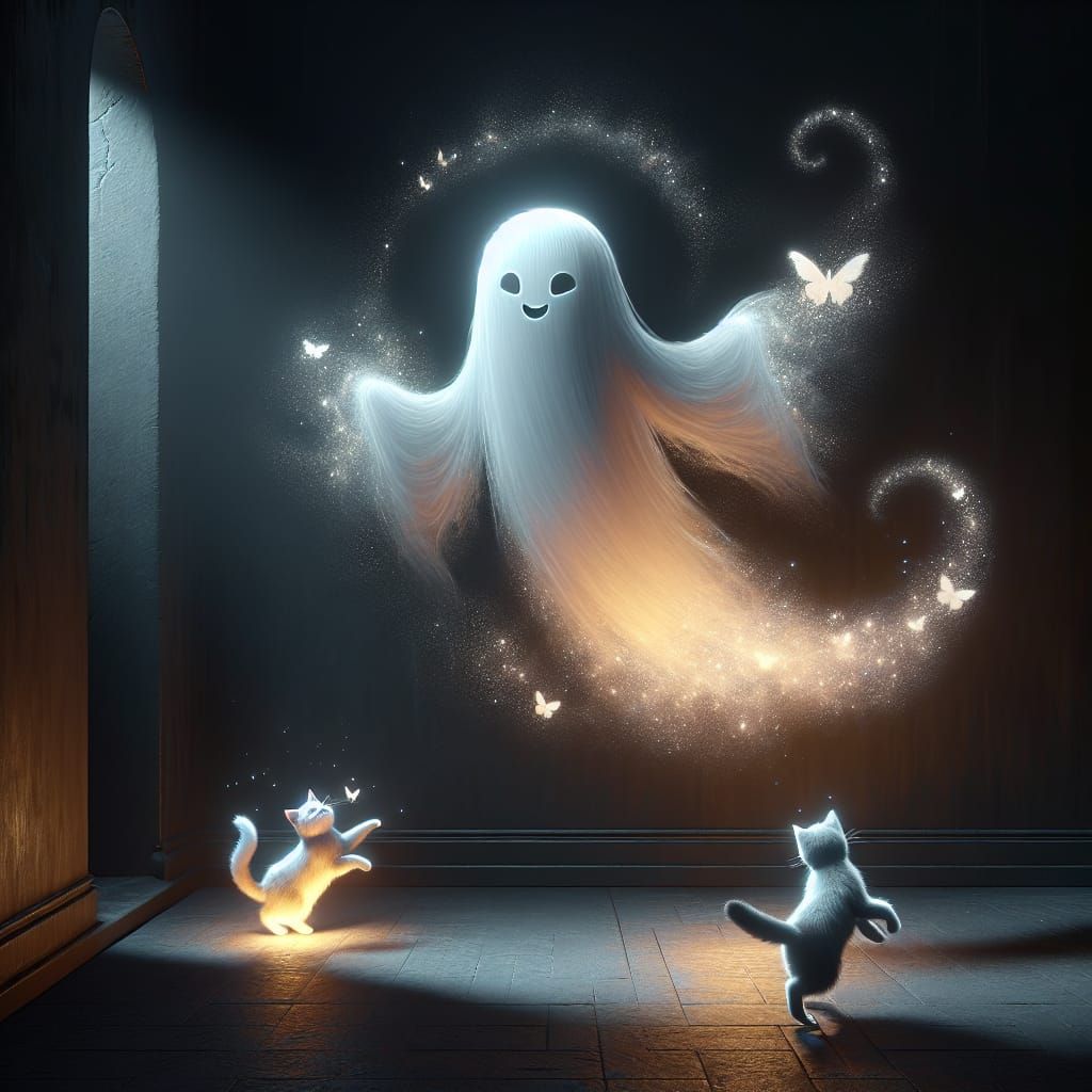 Ethereal Ghost and Felines in the Abyss
