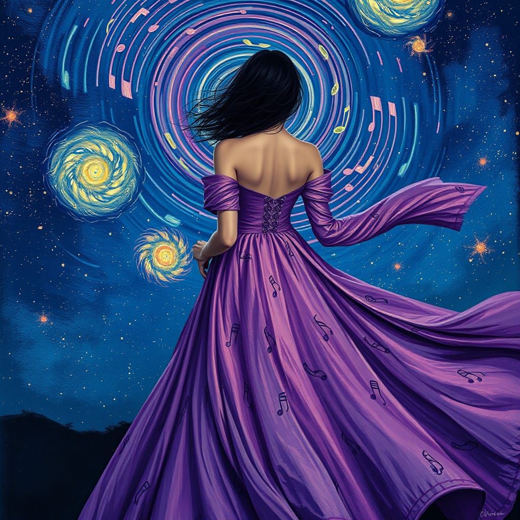 Celestial Dreamer in Lavender Embroidered Gown