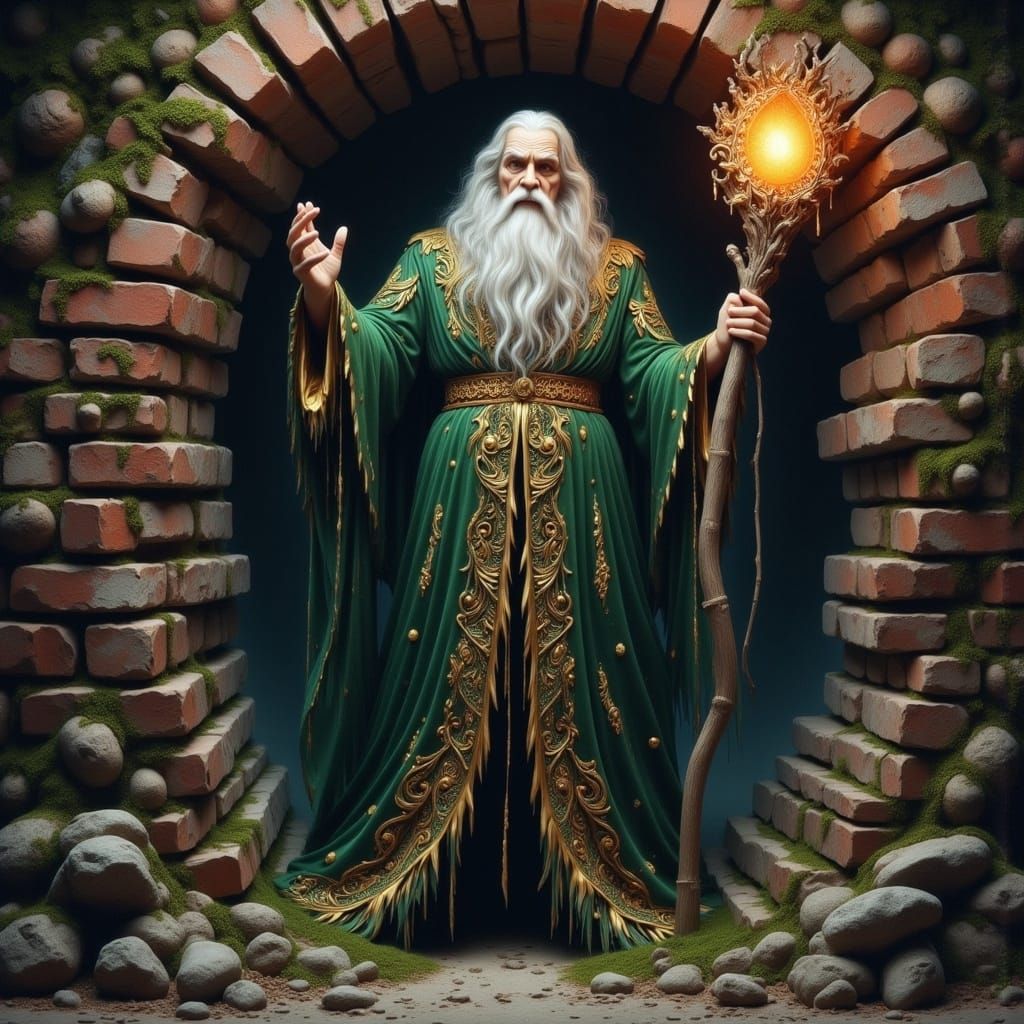 Wizard Steps Through Portal in Fantasy Art Style