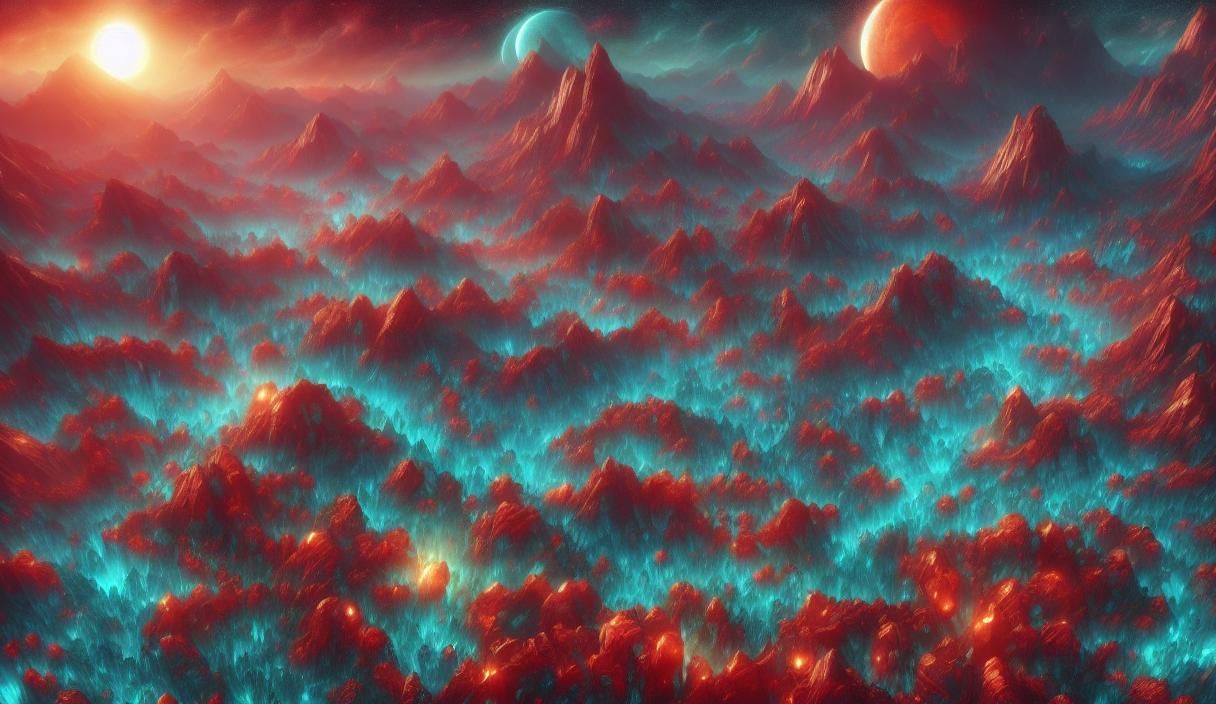 Alien Planet with Floating Flora: Cel-Shaded Concept Art