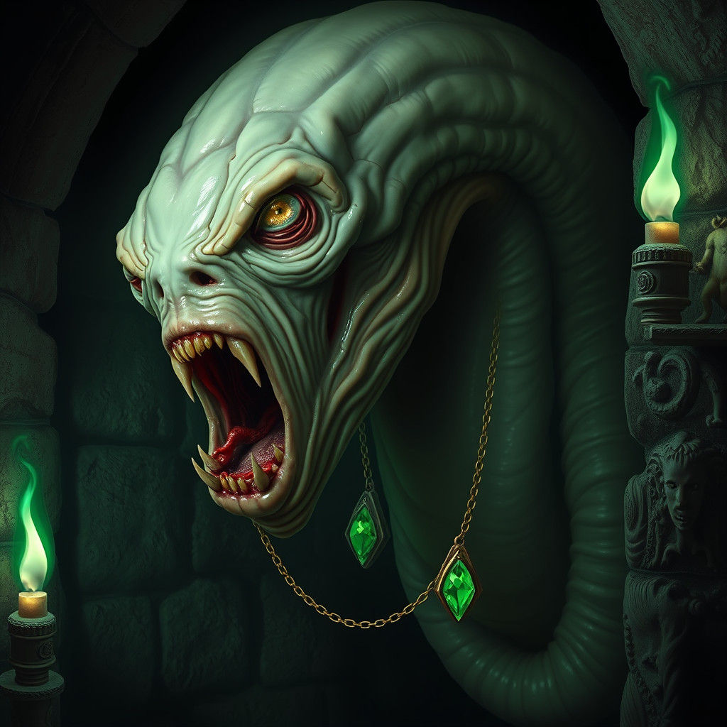 Grotesque Slug with Human Face in Gothic Horror Style