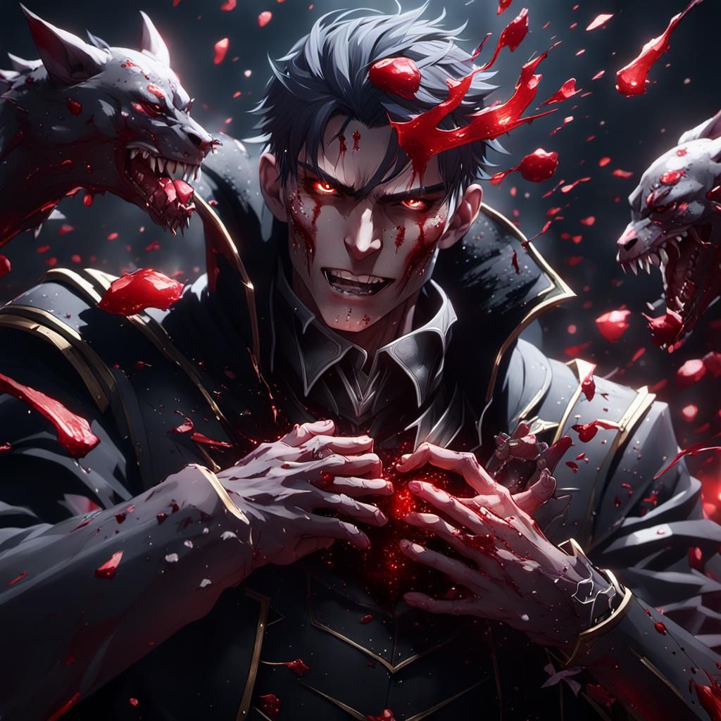 Alastor's Heart Feast: Dark Fantasy Anime Art