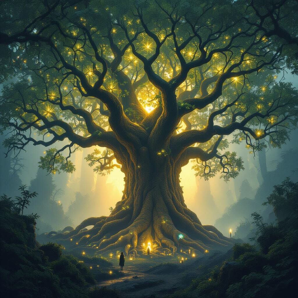 Bioluminescent Tree in Enchanted Forest