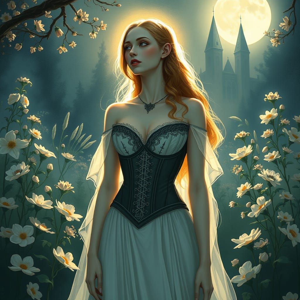 Moonlit Portrait in Fantasy Art Style