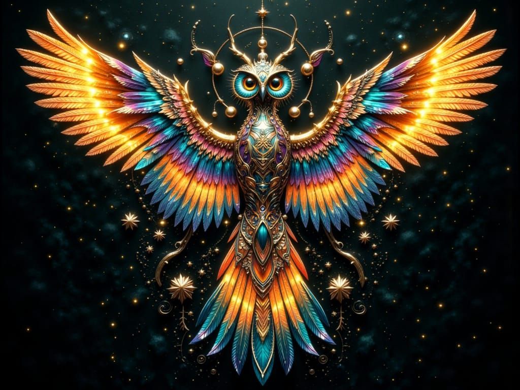 Indigenous Owl and Woman Double Exposure in Giger-Beksiński ...