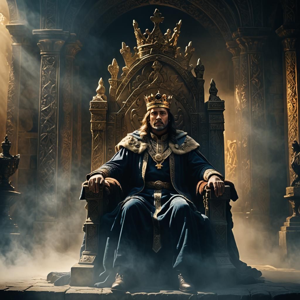 Majestic King on Throne in Cinematic Lighting