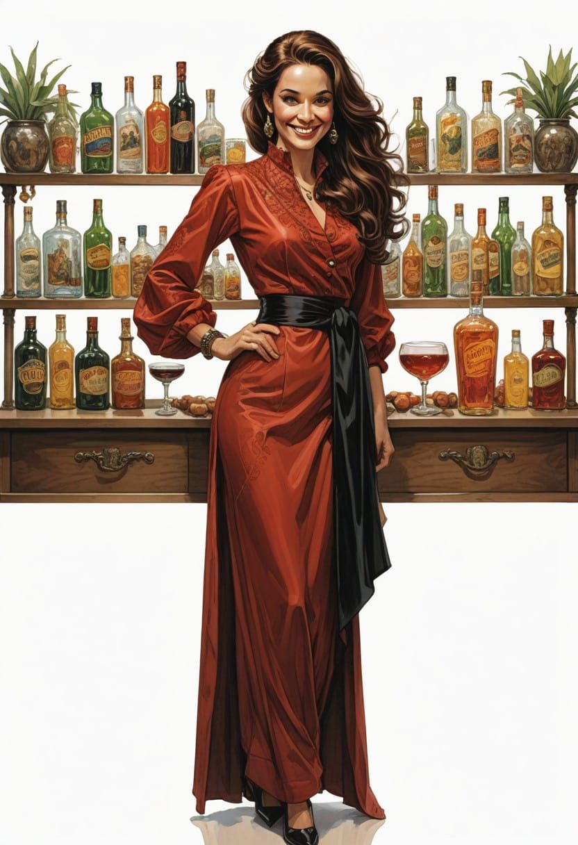 Elegant Lady in Modern Times, Highly Detailed Illustration