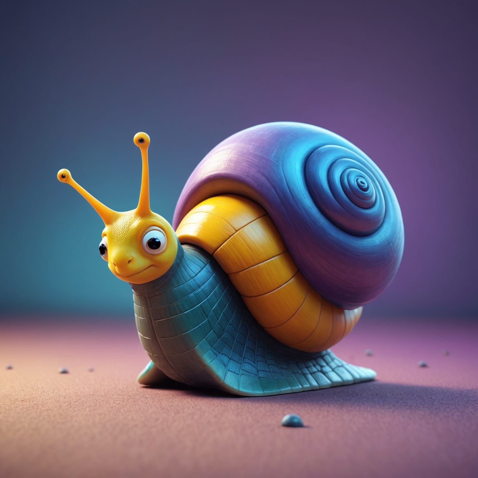Cartoon Snail in Pixar Disney 3D Style