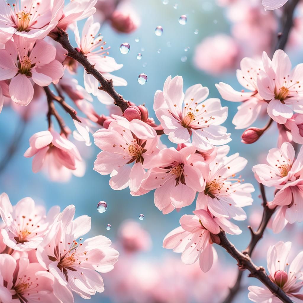 Hyper-Realistic Cherry Blossom Botanical Art