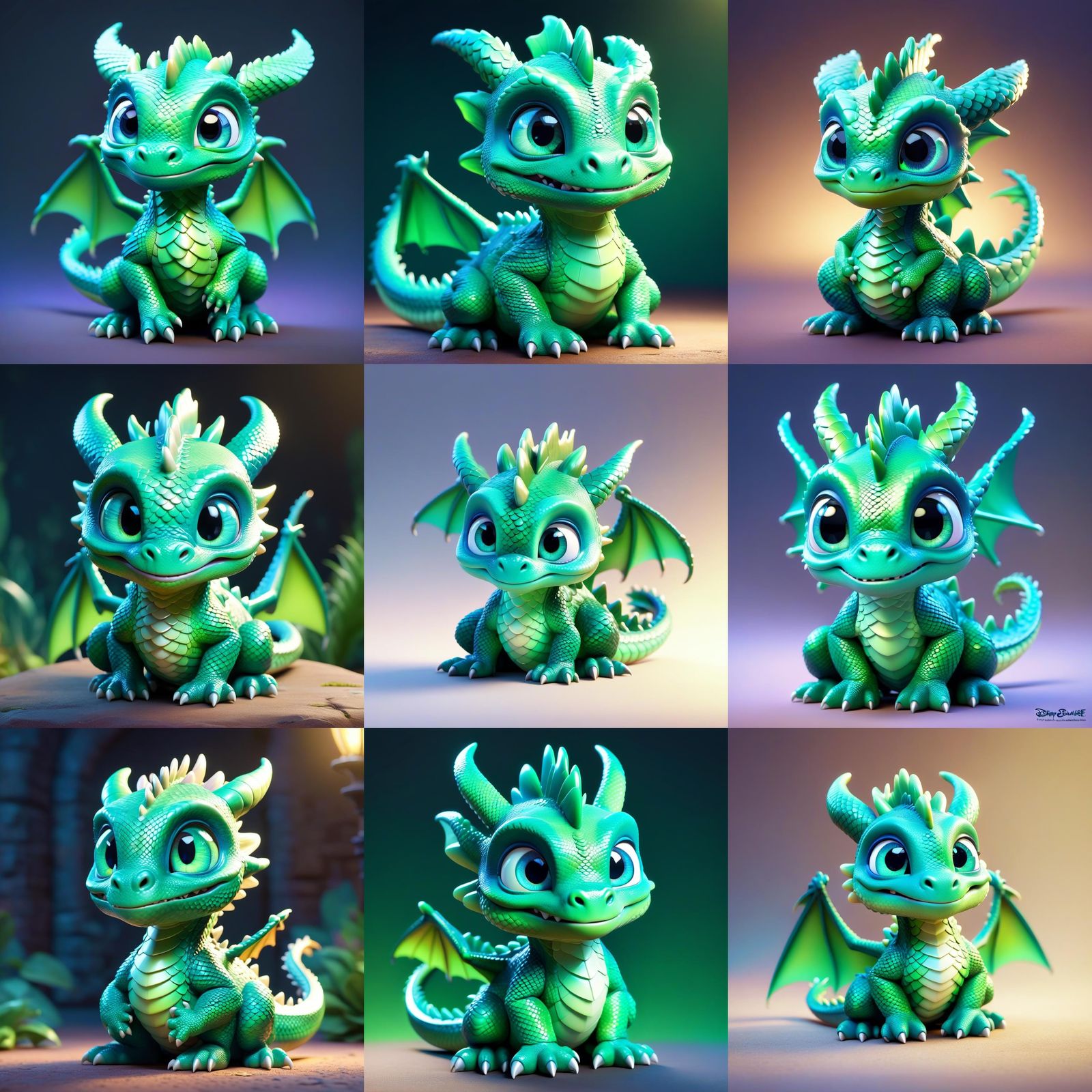 Adorable Baby Dragon in 3D Style