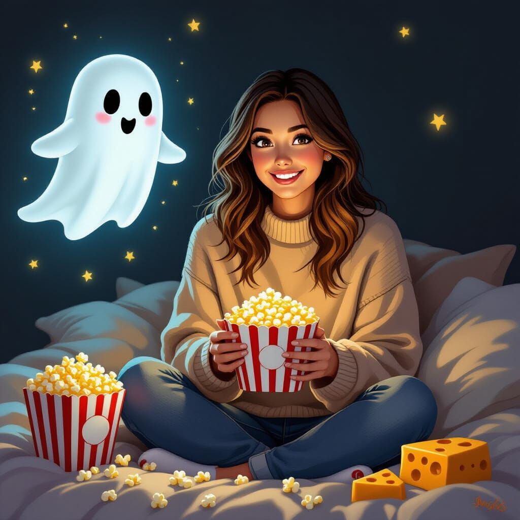 Cozy Movie Night with Friendly Ghost