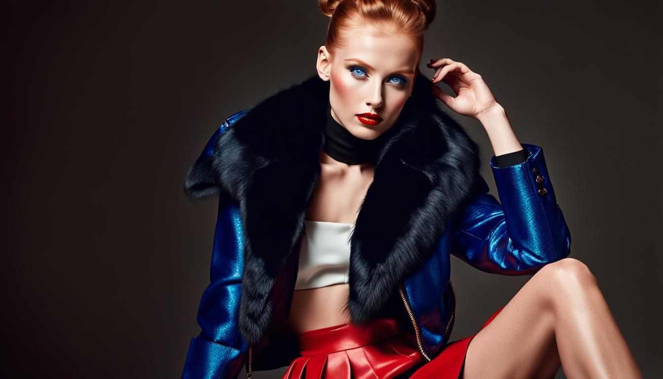 Glamorous Woman in Shiny Jacket Portrait