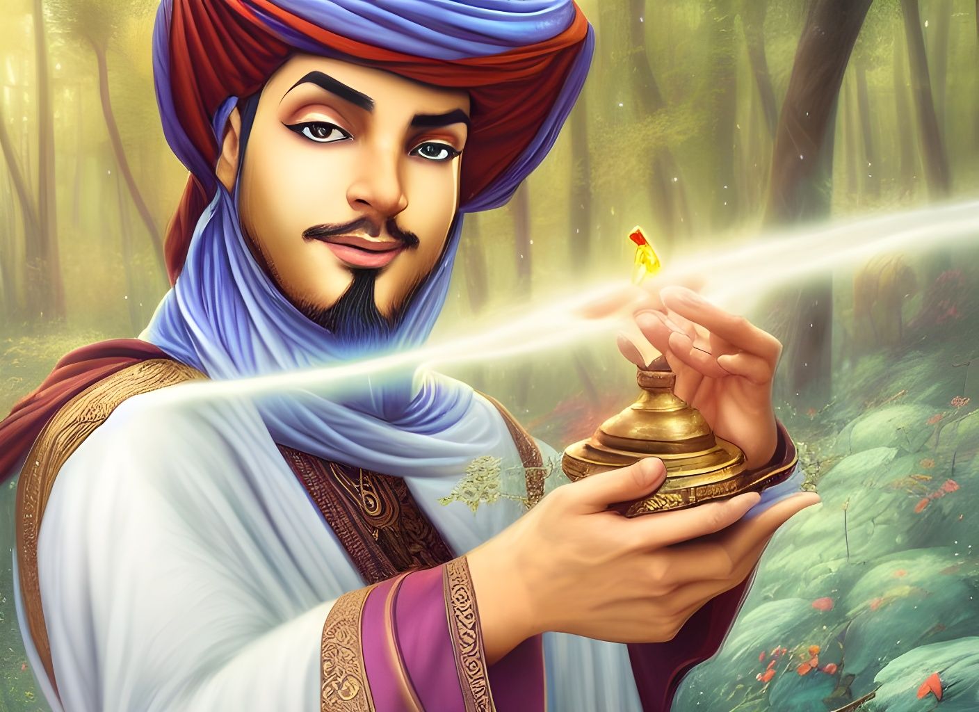 Aladin's Magic Lamp: Arabian Style Digital Artwork