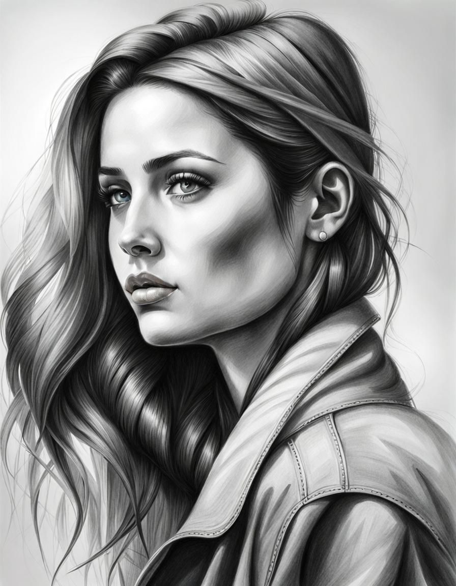 Modern Art Drawing: Woman Sketching a Portrait