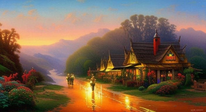 Mercenary's Journey: Surreal Post-Impressionist Watercolor