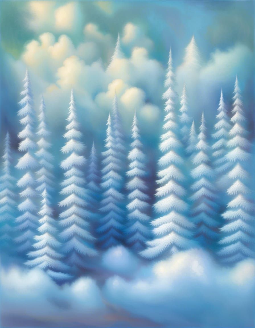 Cloud Trees in Ethereal Fantasy Landscape