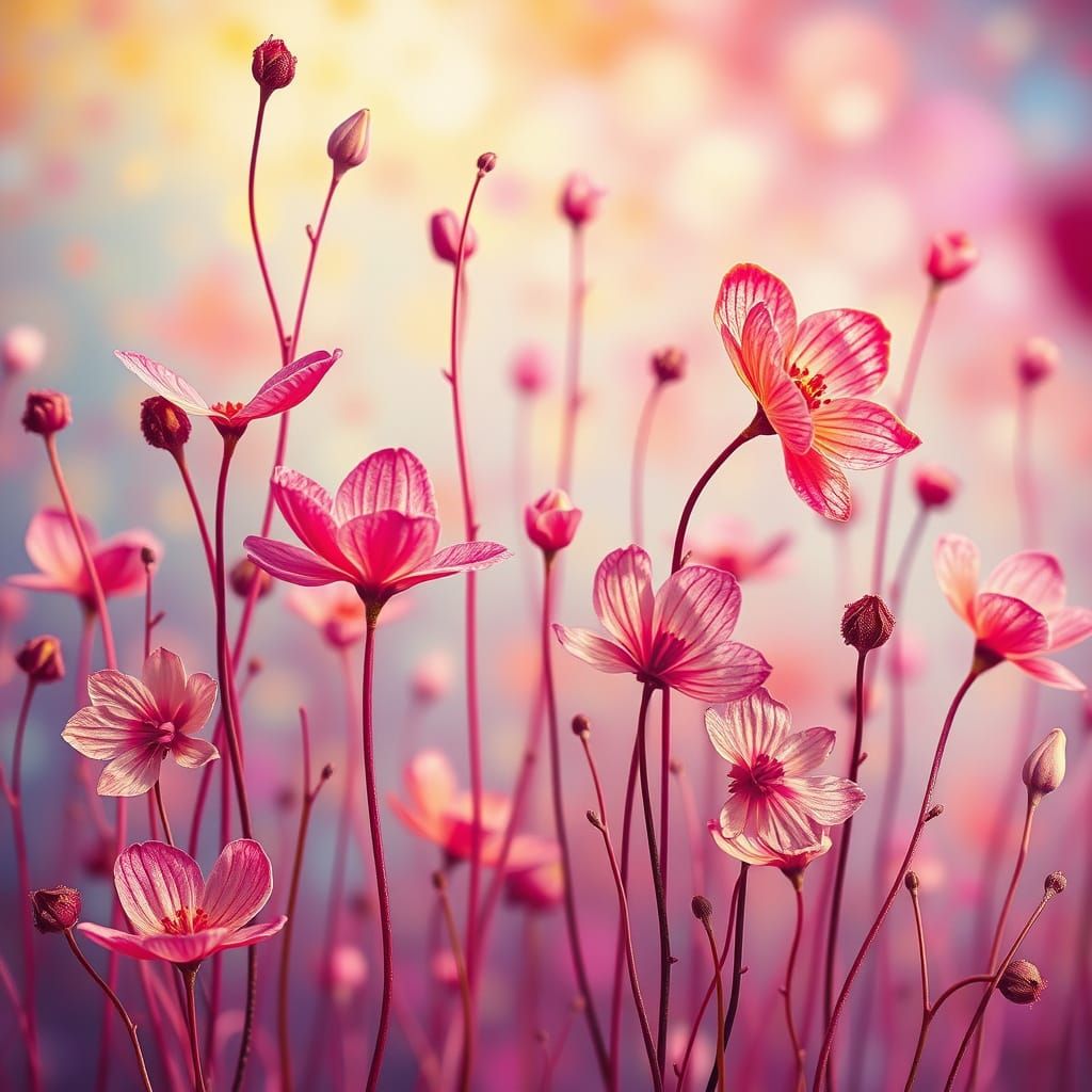 Ethereal Floral Dreamscapes in Digital Art Style