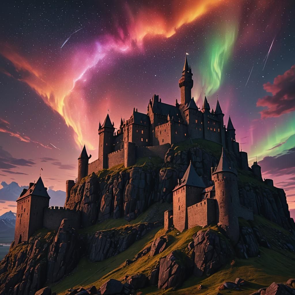Castle Under Cosmic Lights: A Digital Artscape