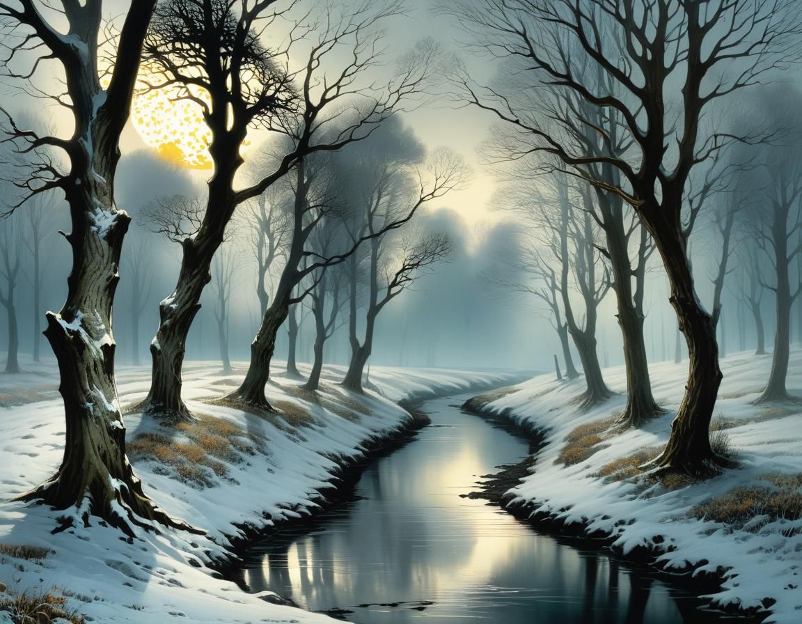 Spring Meadow Illustration in Fantasy Art Style