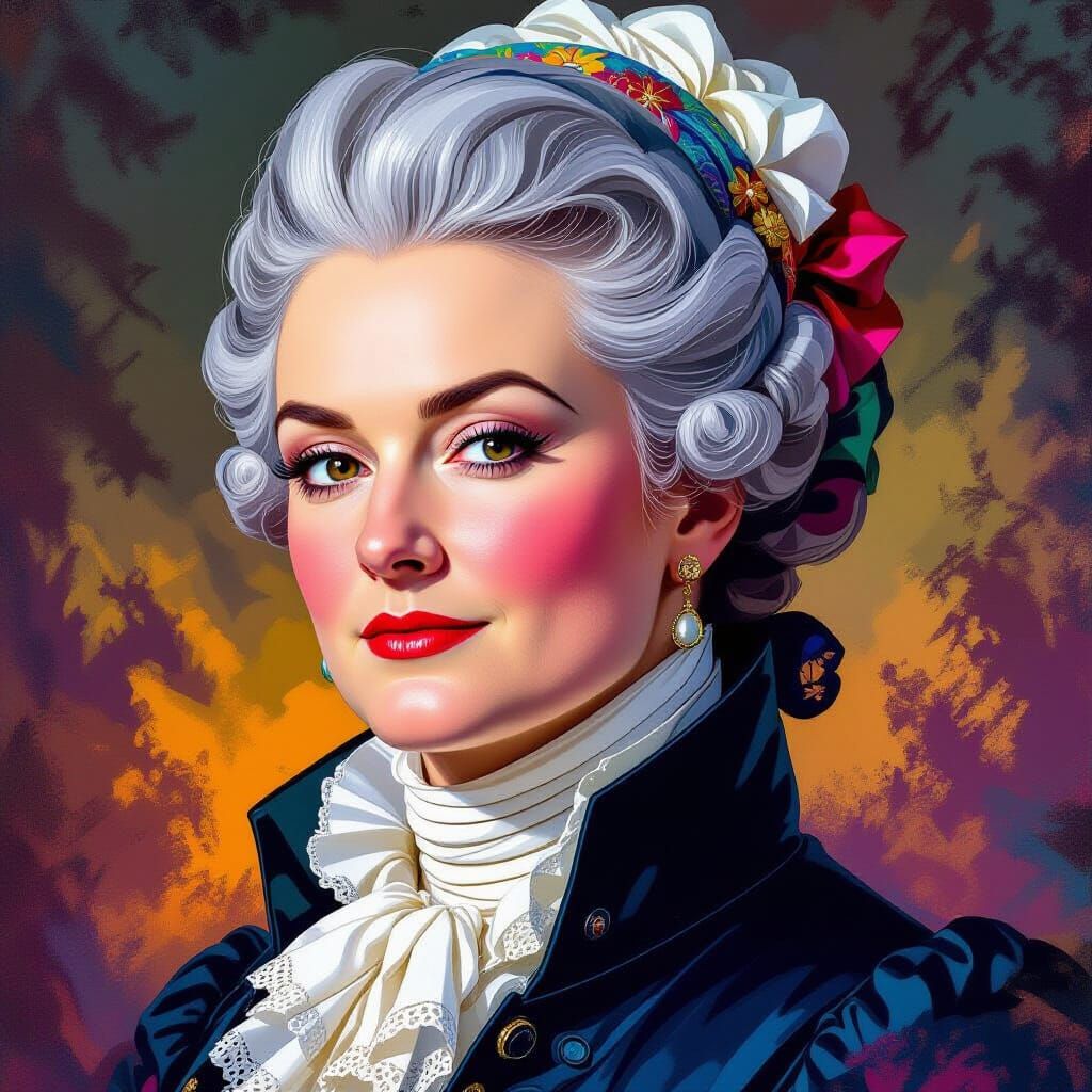 Abigail Adams Portrait in Hyperrealistic Splash Art Style
