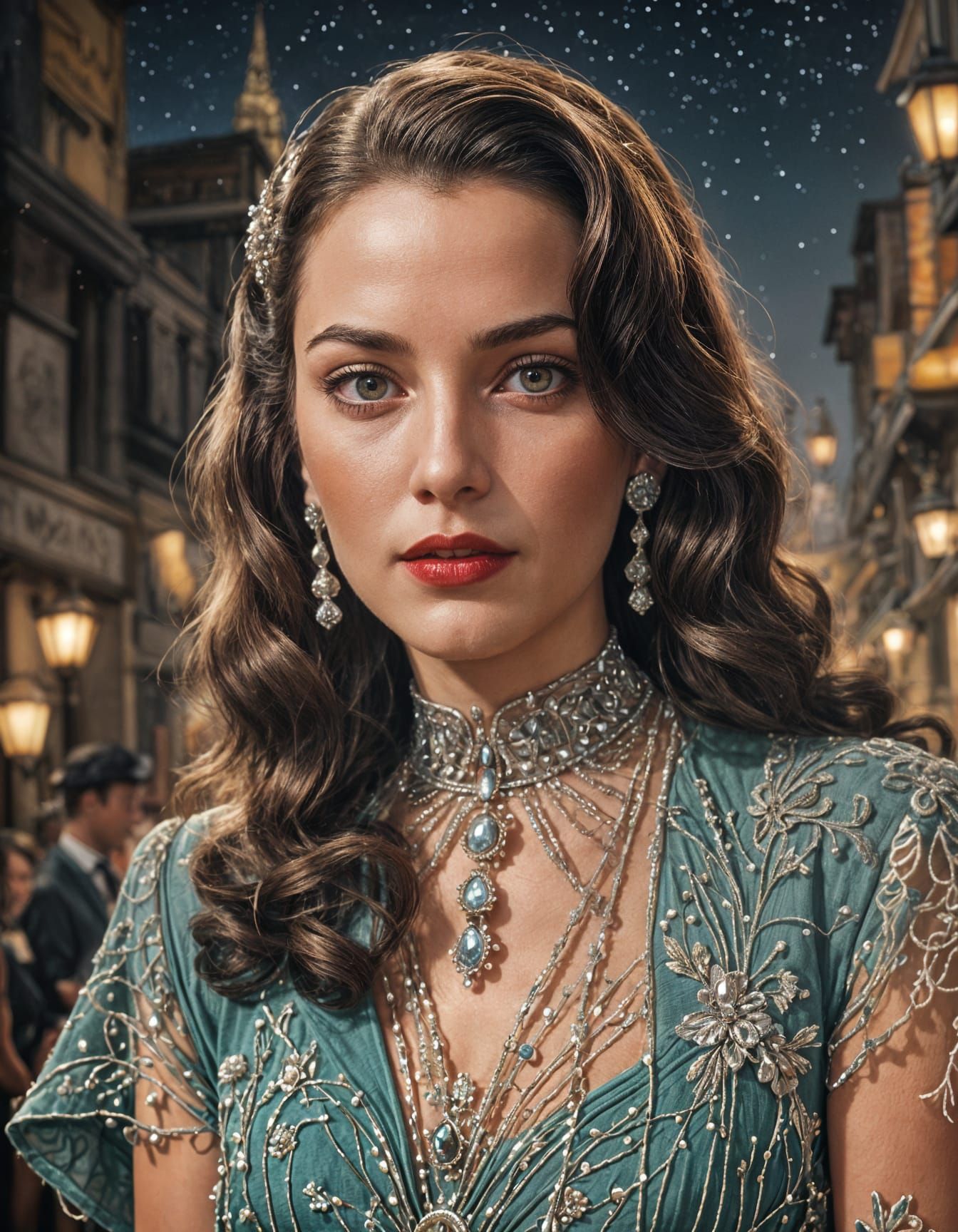 Elegant 1940s Artist in Hollywood Glamour Style