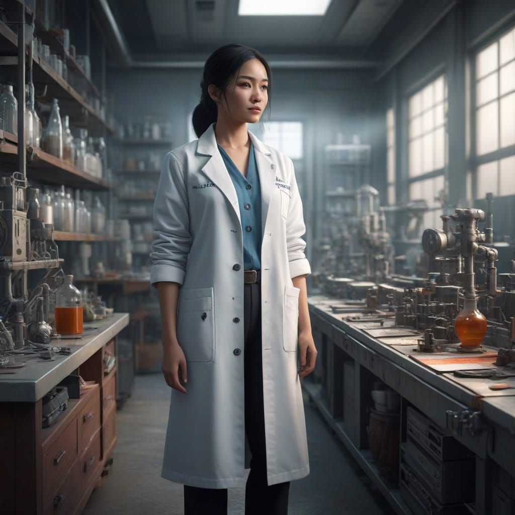 Young Indonesian Scientist in a Vibrant Laboratory