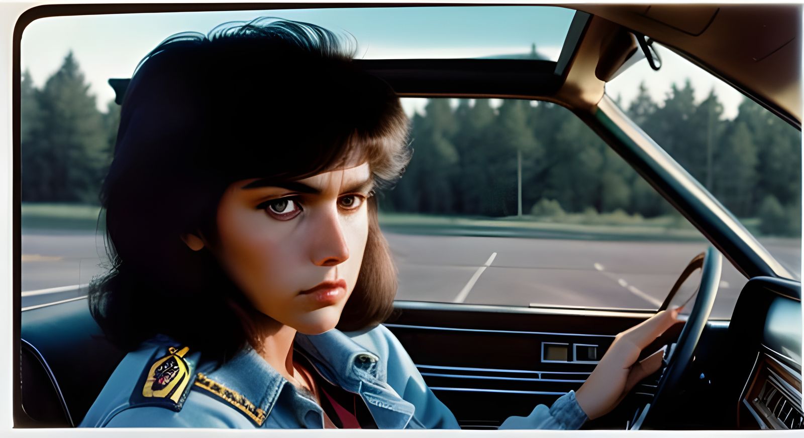 Cross-Country Road Trip in 70s Photo Art Style