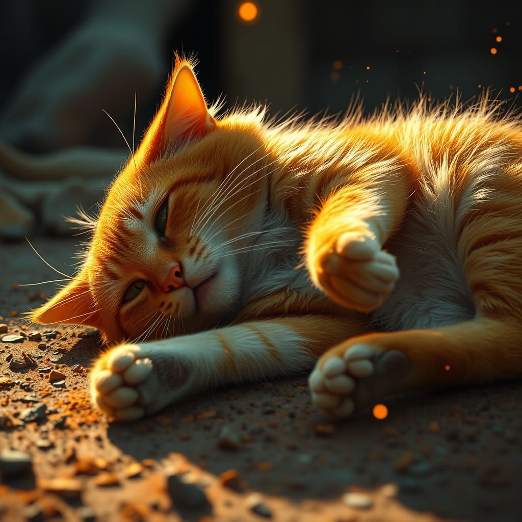 Orange Cat in a Dirt Mess, Dynamic Lighting