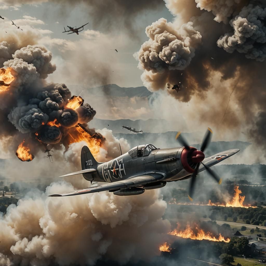 WWII Dogfight: Mitsubishi Zero in Flames