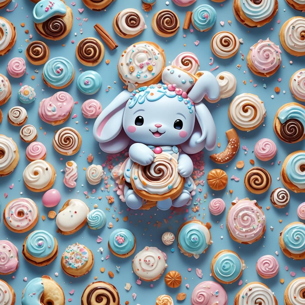 Sweet Cinnamoroll with Cinnamon Roll in Pastel Colors