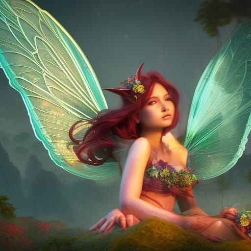 Detailed Matte Painting of a Fairy Blowing a Kiss