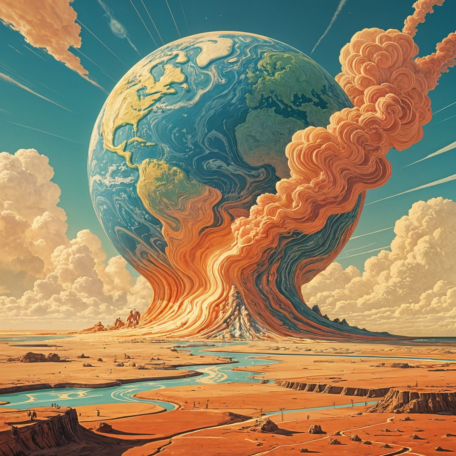 Melting Earth: A Retro-Style Environmental Concept