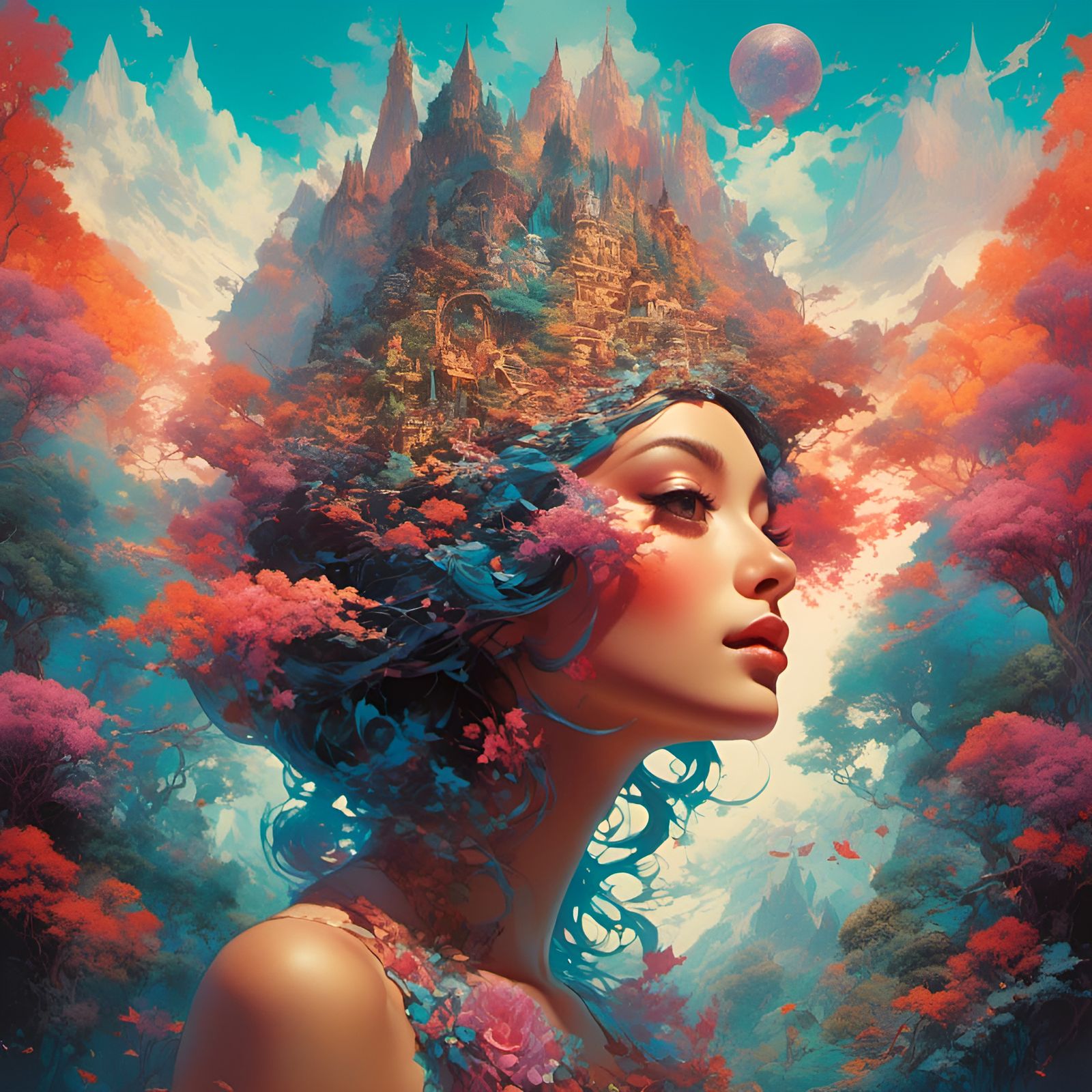 Surreal Trippy Psychedelic Illusion in Impressionist Style