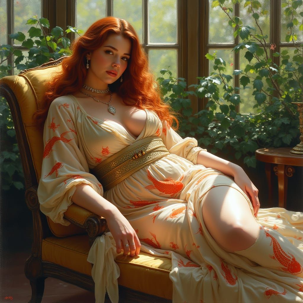 Elegant Lady in Pre-Raphaelite Splendor