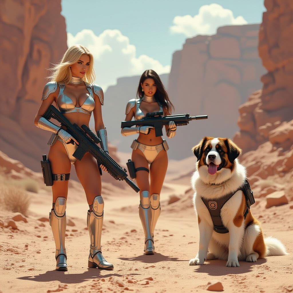 Futuristic Space Patrol on Alien Planet