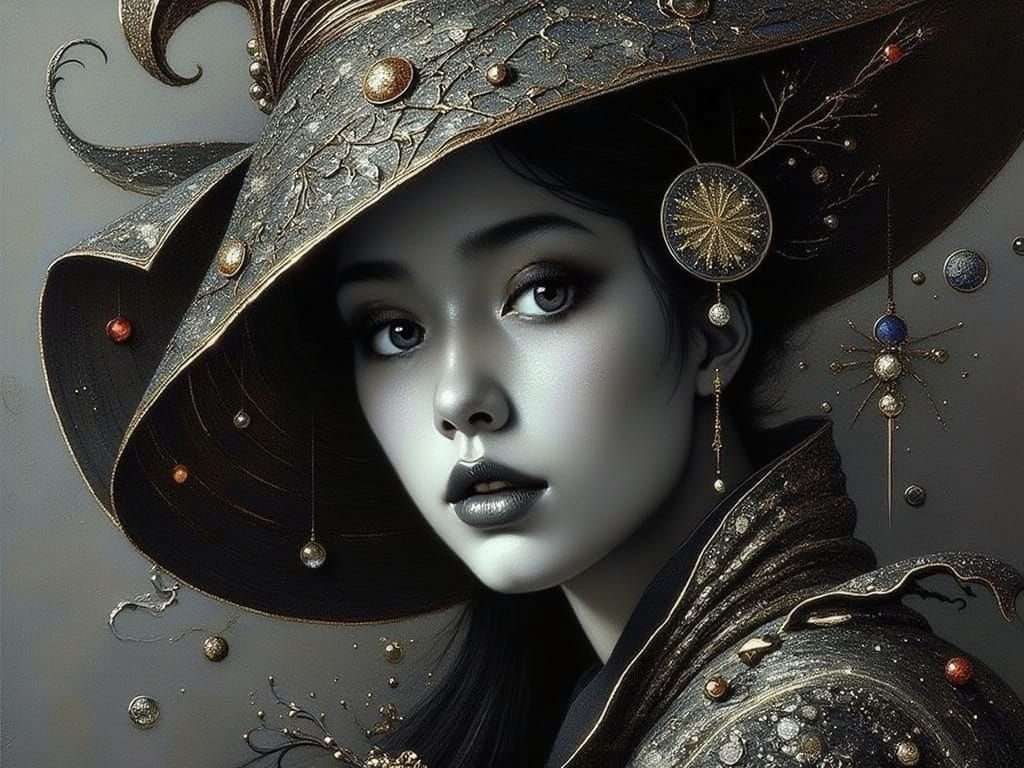 Enigmatic Goth Goddess in Luxurious, Mystical Attire