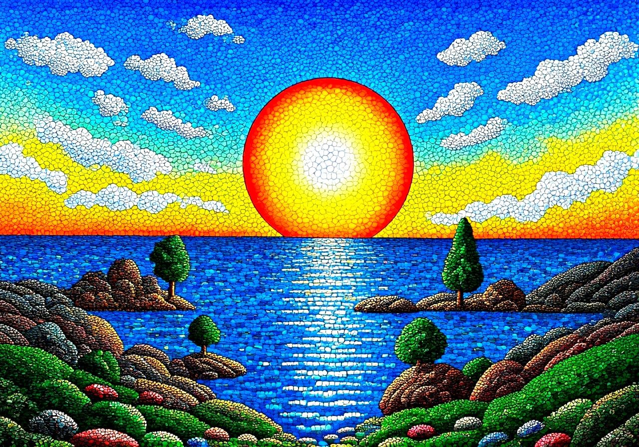 Vibrant Gemstone Masterpiece in Stained Glass Style