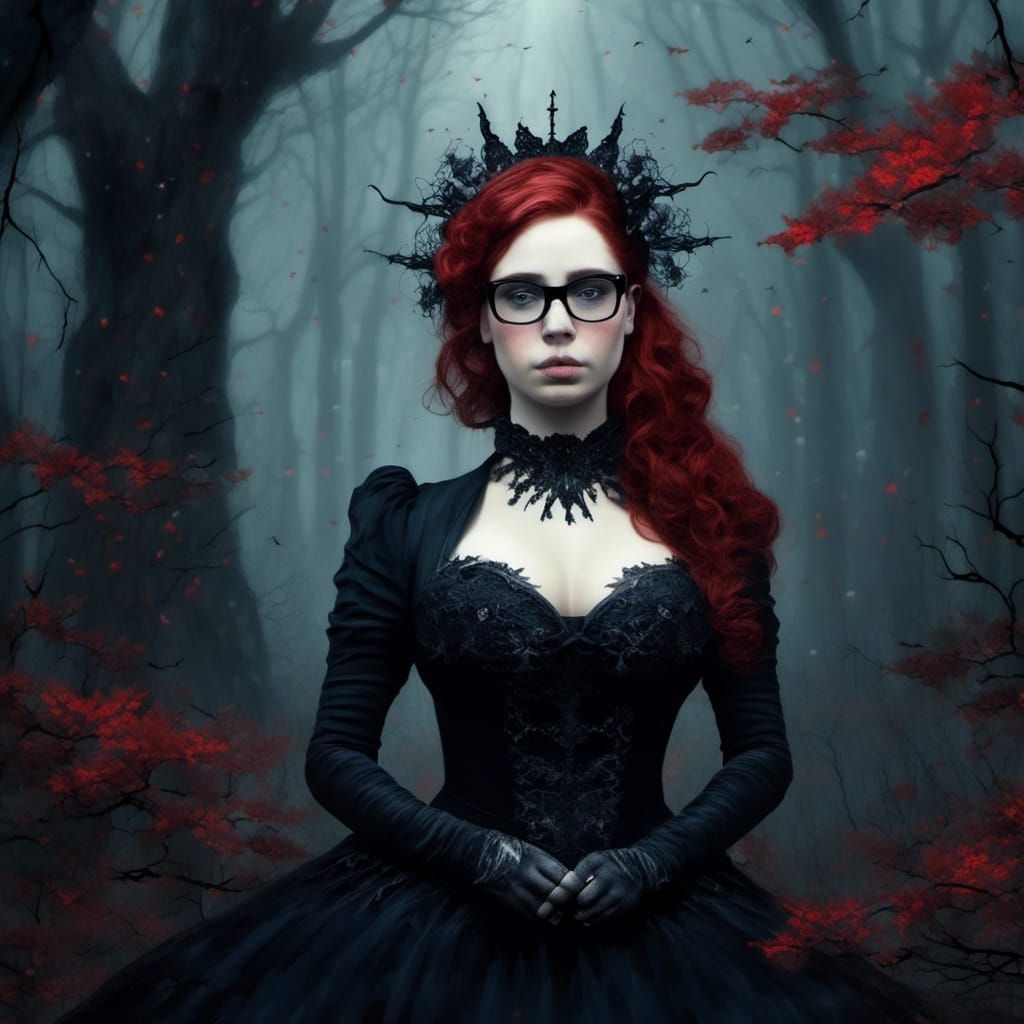 Heavily Tattooed Goth Fairy in Enchanted Forest