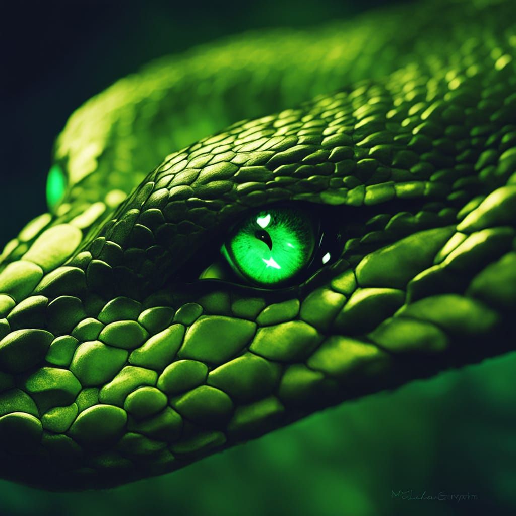 Emerald Serpent's Glimmering Gaze