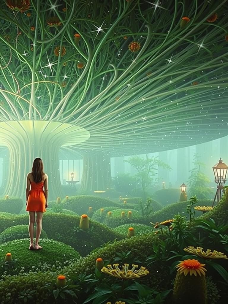 Surreal Woman in Flower Network: Octane Render