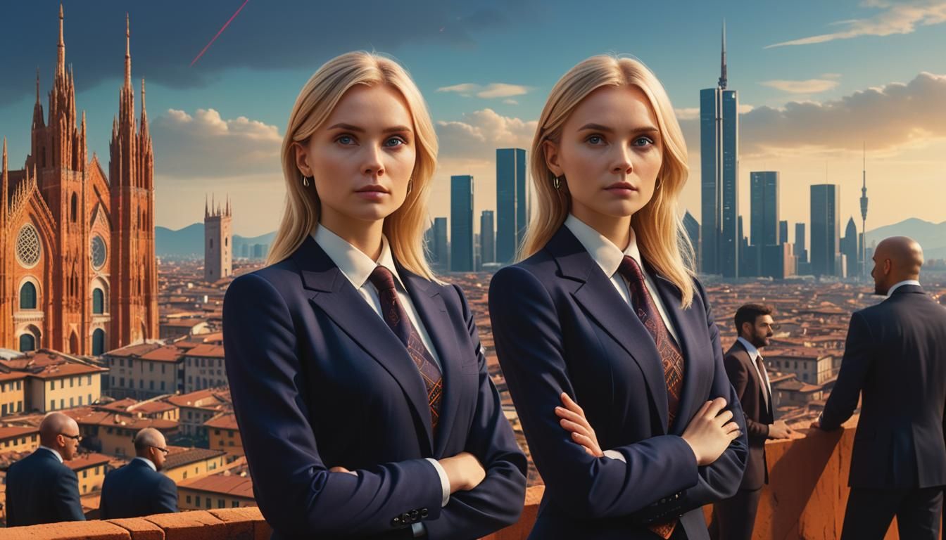 Confident Visionary in Vibrant Milan Skyline
