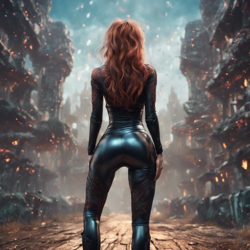 Girl in Latex Leggings: Detailed Matte Painting